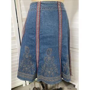 Motto Your Style Mantra Blue Denim Jean Swing Flare Aline Skirt Sz 20W